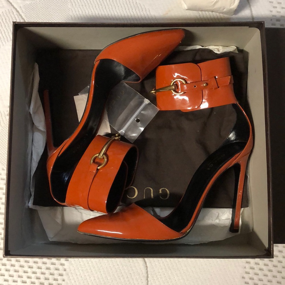 Authentic Dark Orange Gucci Heel/Sandals 38.5